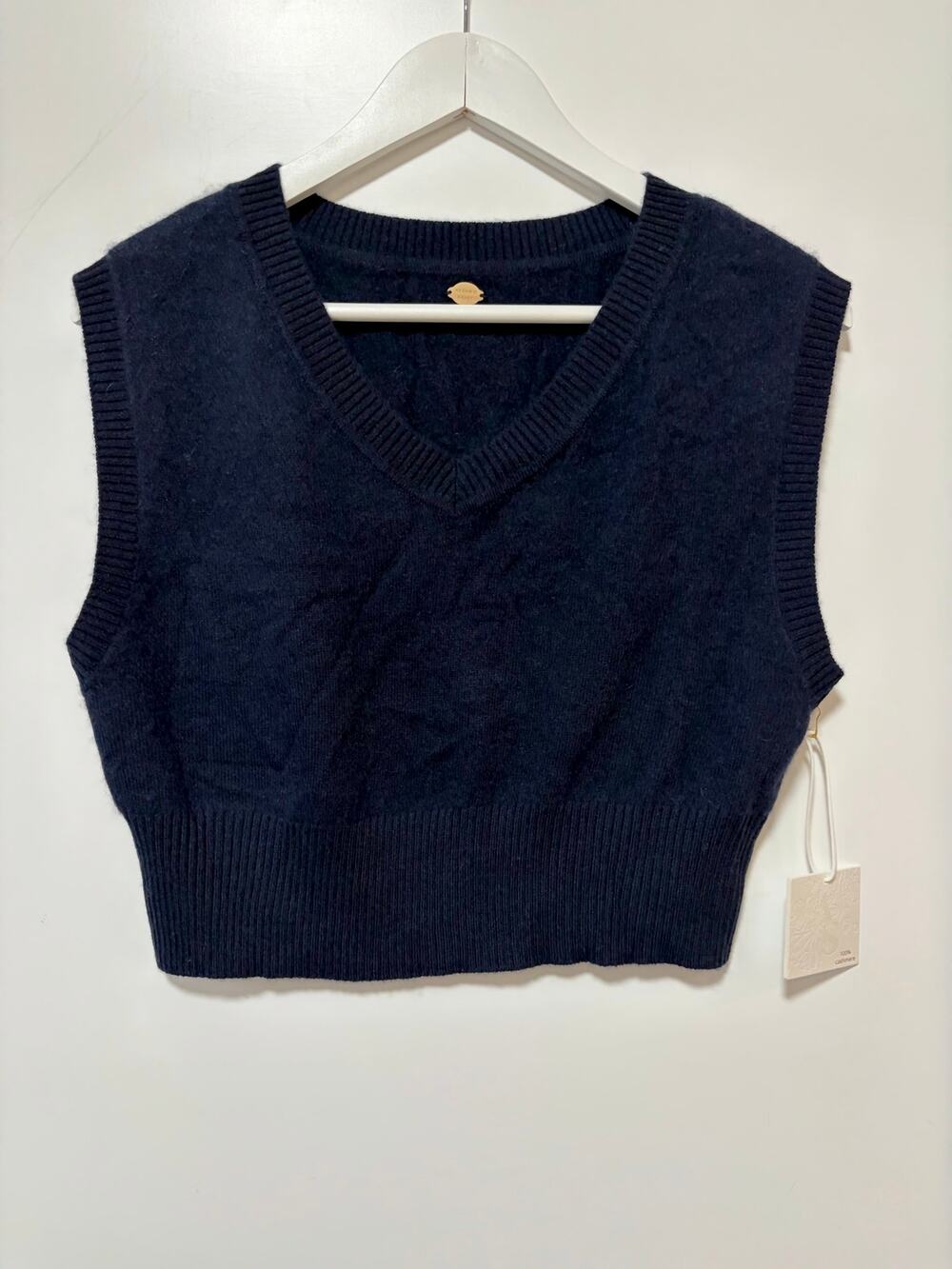 Altar’d State Lumina 100% Cashmere V-Neck Sweater Vest Navy Blue XS NWT